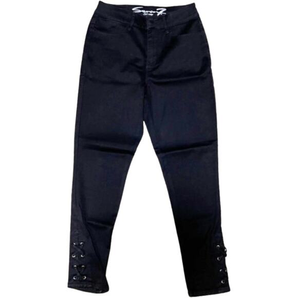 Seven7 High Rise Skinny Black Jeans Lace Up Ankle Hem size 6 MINT Condition - Picture 1 of 10